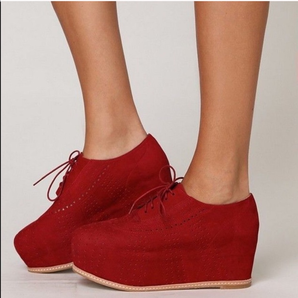 Jeffrey Campbell + Free People Red Suede platform